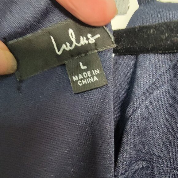 Lulus Broadway Show Navy Blue High-Low Maxi Taffeta Gown, Pockets, Sz Lg, $57 - Picture 5 of 6